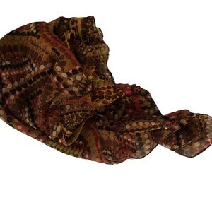 Brown Mustard Yellow Rust Abstract Animal Print Long Scarf